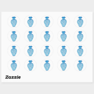 Adesivo Jar de Ginger Azul e Branco