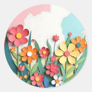 Adesivo Jardim da Flor de Colagem de Papel