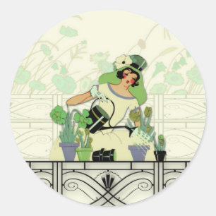 ADESIVO JARDIM DA JANELA, SENHORA DO ART DECO: VERDES DO