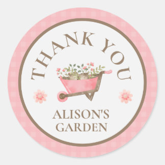 Adesivo Jardim de Aquarela de Gingham Rosa Elegante Obriga