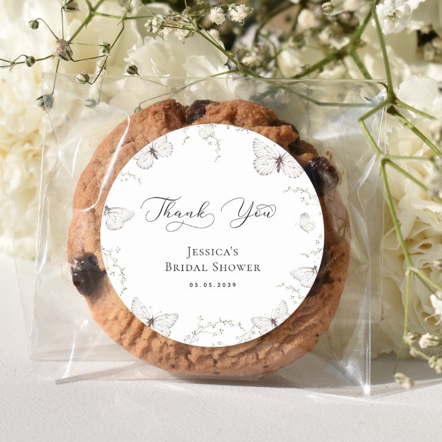 Adesivo Jardim de Borboletas Brancas Agradecimento de Chá  (Criador carregado)