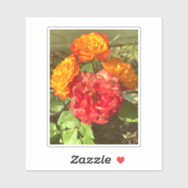 Adesivo Jardim De Flor Laranja E Vermelho