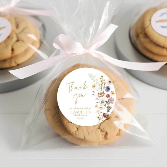 Adesivo Jardim de Flores Silvestres Obrigado (Garden Summer Bridal Shower Thank you sticker)