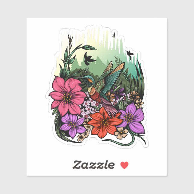 Adesivo Jardim do Hummingbird (Folha)