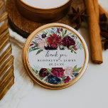 Adesivo Jardim do outono | Borgonha Obrigado Favor Vinheta<br><div class="desc">Este obrigado de aranha de jardim de outono você favorece adesivos são perfeitos para uma recepção casamento outono. A design apresenta flores, flores, flores e folhas verdes, cor-de-rosa-pincelada, vermelha, marinho e borrado, cor-de-água, marcadas em forma viva de outono. Personalize as etiquetas do adesivo com seus nomes, o evento (se aplicável)...</div>