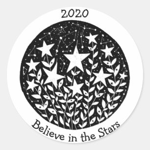 Adesivo Jardim Flor de Estrelas e Constelações no Sky B/W