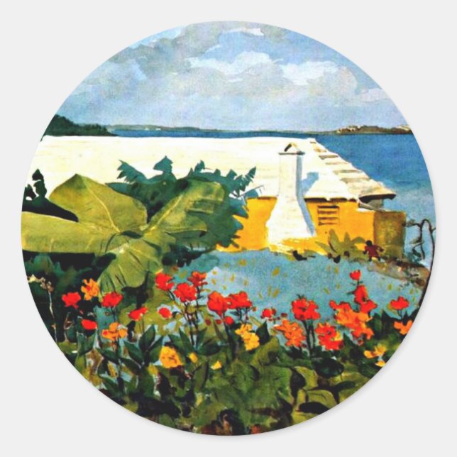 Adesivo Jardim Flor e Bungalow por Winslow Homer (Frente)