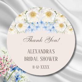 Adesivo Jardim Floral Azul Branco Chá de Noiva Agradecimen