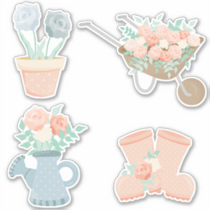 Adesivo Jardim Floral Cor-de-Rosa Pastel Fofo