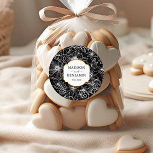 Adesivo Jardim Floral Elegante Casamento Dourado Preto e B