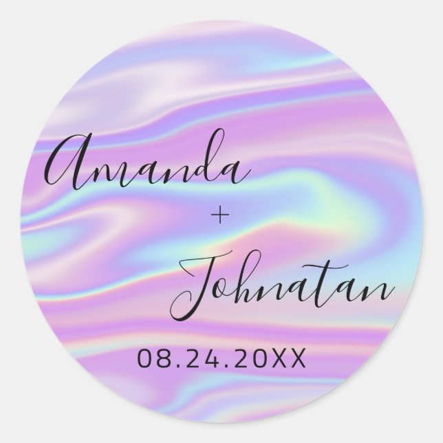 Adesivo Jardim Nome simples Data Holográfico preto (Frente)