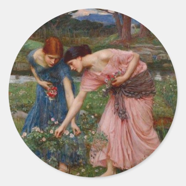 Adesivo Jardim Romântico Vintage Mulheres Pré-Rafaelitas (Frente)
