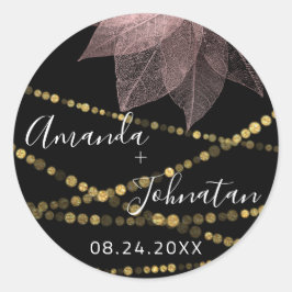 Adesivo Jardim Rosa Dourado Folha Nome Data Luz Dourada