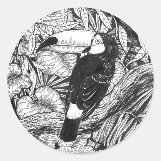 Adesivo Jardim tropical tucano (Frente)