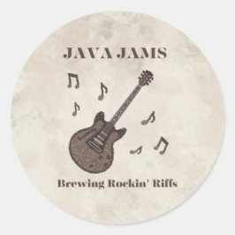 Adesivo Java Jams-Brewing Rockin' Riffs-Café-Guitarra-