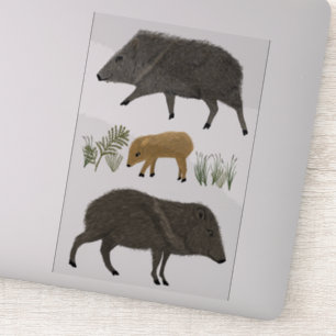 Adesivo Javelina Família Desert Animais Coloridos Arte Láp