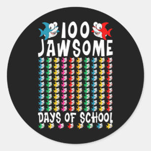 Adesivo Jawsome Days Of School Shark 100th Day Of School T