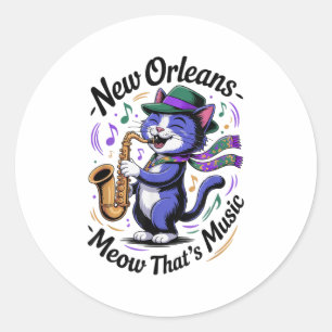 Adesivo Jazz Cat Jogando Música Saxofone Amante Arte Nova
