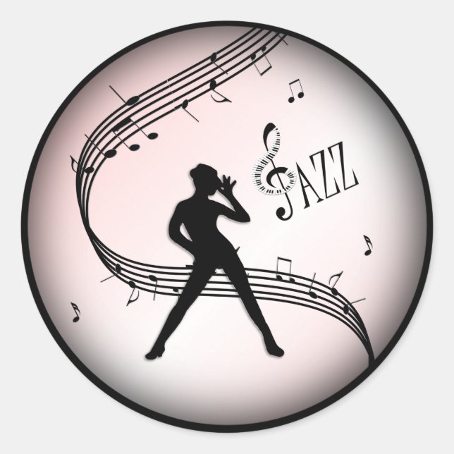 Adesivo Jazz Dance Pink Music Classic Round Sticker (Frente)