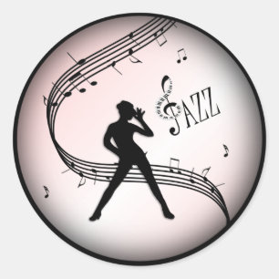 Adesivo Jazz Dance Pink Music Classic Round Sticker