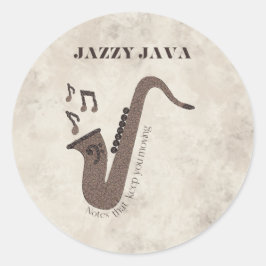 Adesivo Jazzy Java-Grãos de Café-Saxofone-