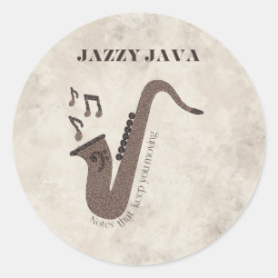 Adesivo Jazzy Java-Grãos de Café-Saxofone-