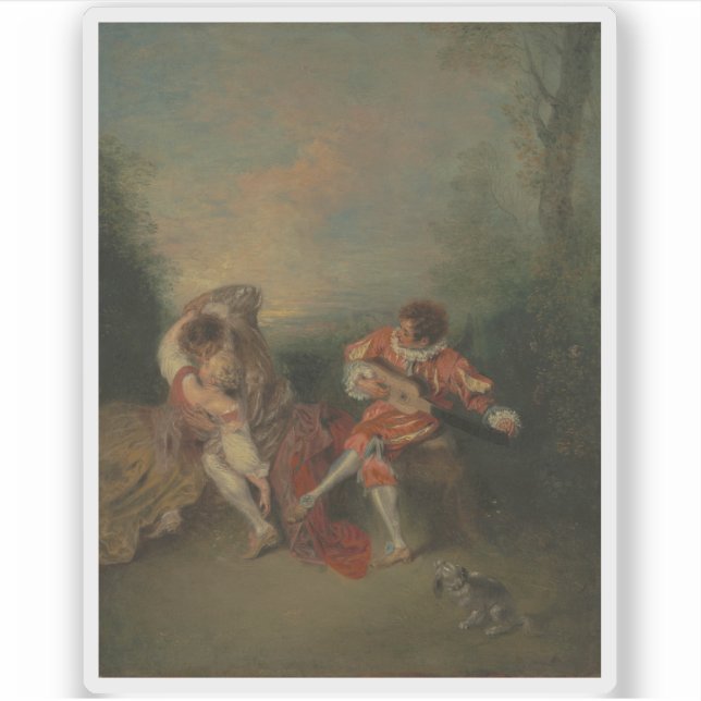 Adesivo Jean-Antoine Watteau - La Surprise (Frente)