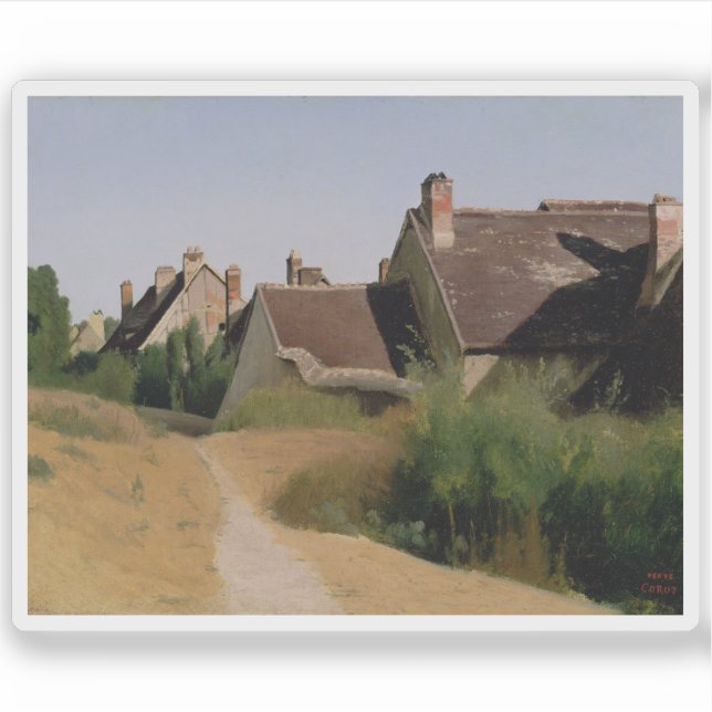 Adesivo Jean-Baptiste-Camille Corot - Casas perto de Orléa (Frente)