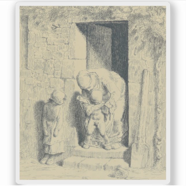 Adesivo Jean-François Millet - La Précaution Maternelle (Frente)