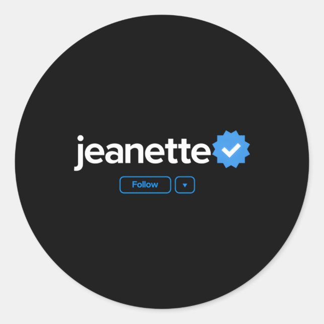 Adesivo Jeanette First Name Verified Crachá Social Media J (Frente)