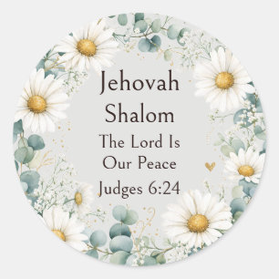 Adesivo Jehovah Shalom, Margaridas Brancas Eucalipto Capri