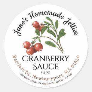 Adesivo Jelly Label Vintage Homemade CRANBERRY Sauce