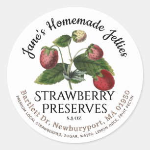 Adesivo Jelly Label Vintage Homemade Strawberry Preserve