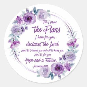 Adesivo Jeremiah 29:11 Porque eu conheço os Planos Purple 
