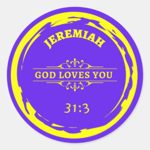 Adesivo Jeremiah 31 "DEUS TE AMA" CLÁSSICO ROUND STICKER