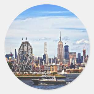 Adesivo Jersey City NJ - Barco da Polícia Pelo Relógio Col