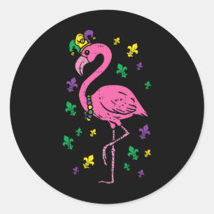 Adesivo Jester Pink Flamingo Bird Animal Cute Mardi Gras C
