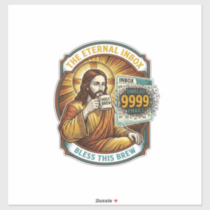Adesivo Jesus 9999 E-mails Não Lidos Caixa de Entrada Zero