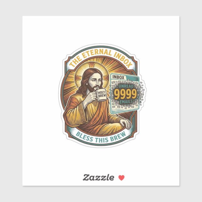 Adesivo Jesus 9999 E-mails Não Lidos Caixa de Entrada Zero (Folha)