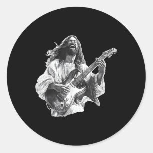 Adesivo Jesus A Rocha Firme Tocando Guitarra Elétrica E L