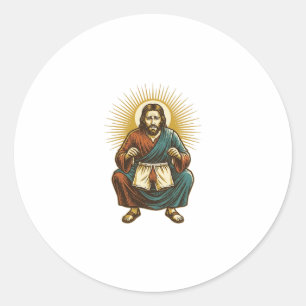 Adesivo Jesus Ajustando Cueca Incomoda Durante Agachamento