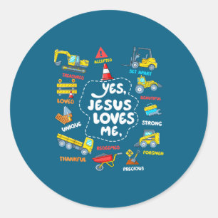 Adesivo Jesus ama meninos cristãos construção de toddler