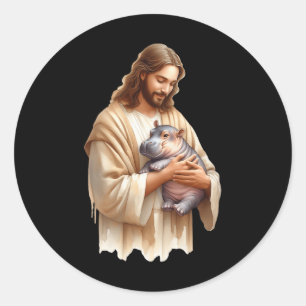 Adesivo Jesus ama Moo Deng Bouncy Pig Cute Ba