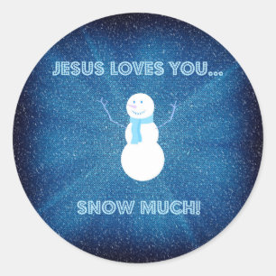 Adesivo Jesus ama-o neva muito! Azul cristão do boneco de
