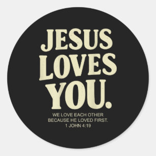 Adesivo Jesus ama versículo bíblico cristão 1 joão 4_19 (e