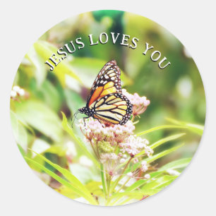 Adesivo Jesus Ama Você Borboleta Bonita Cristã Floral