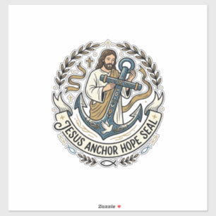 Adesivo Jesus Âncora Esperança Selo Jesus Âncora Esperança