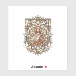 Adesivo Jesus Art Nouveau Cartaz Sagrado Jesus Art Nouveau