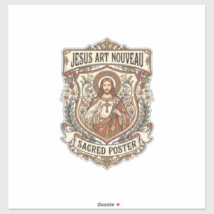 Adesivo Jesus Art Nouveau Cartaz Sagrado Jesus Art Nouveau