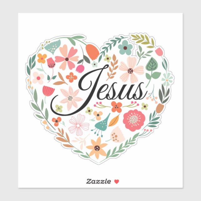 Adesivo Jesus Boho Christian Heart Motif Inspirational (Folha)